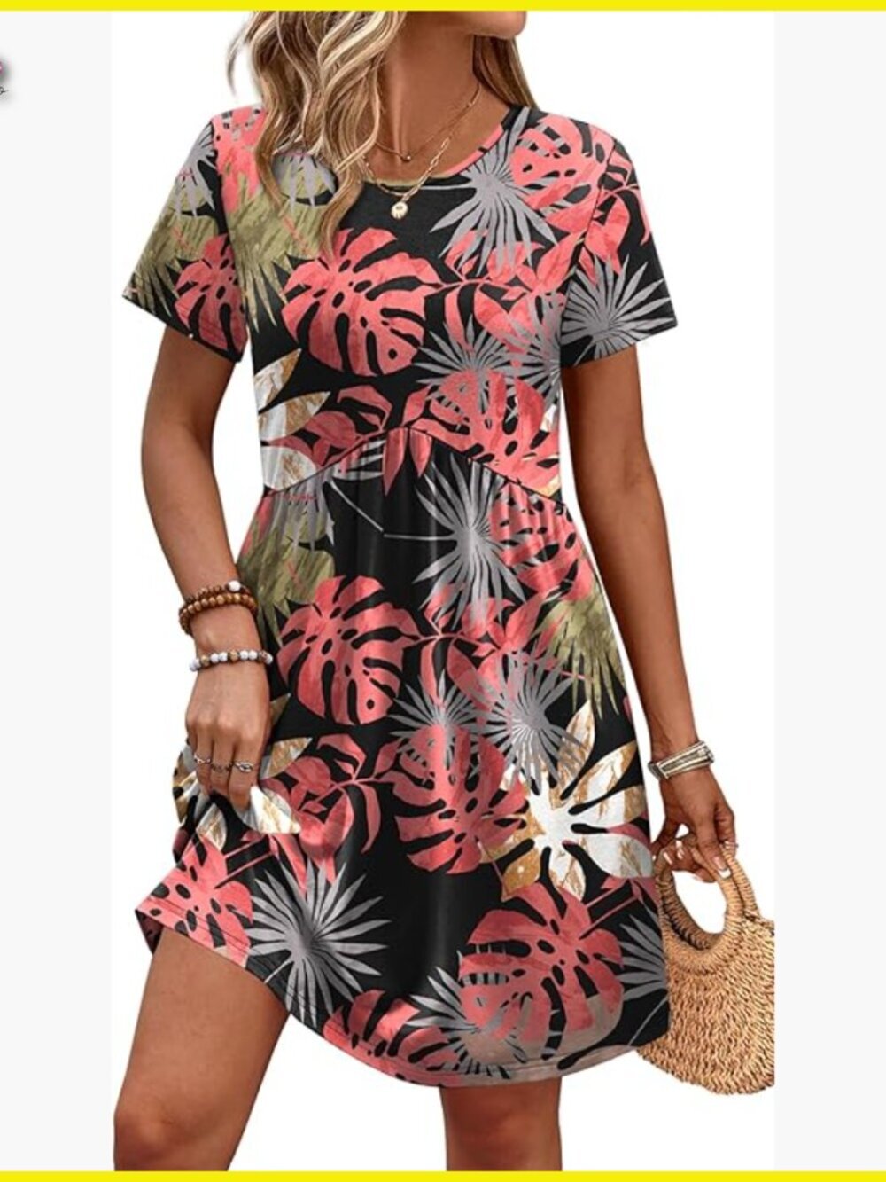 Empire Waist Maternity Dress Casual Short Sleeve Spring Summer Chic with Pockets